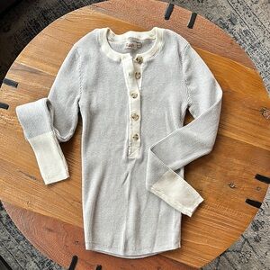 Cream Henley Button Down Shirt